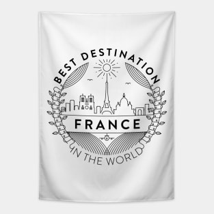 France Minimal Badge Design Tapestry