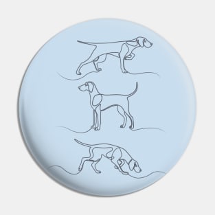 Continuous Line Weimaraners (Blue-Grey Background) Pin