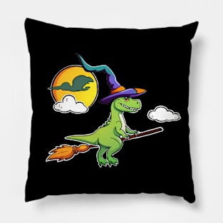 Dinosaur Witch Halloween Pillow