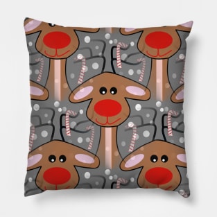 CANDY Cane Reindeer Pillow