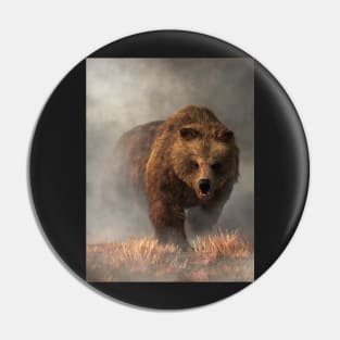 Grizzly Bear Emerging from the Fog Pin