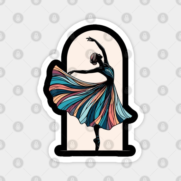 Ballet dancer with an elegant dress in the arch, dark background, ballet dance pose, Vector Magnet by Nora Liak