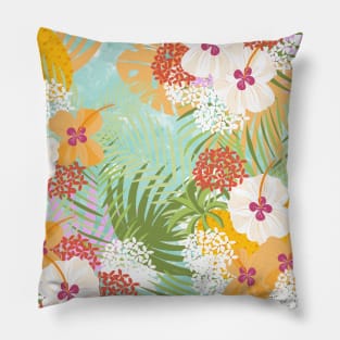 Tropical hibiscus & pineapple Pillow