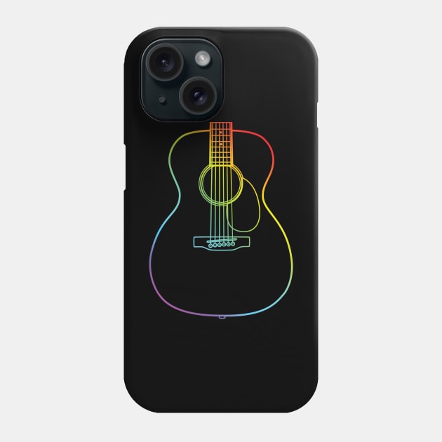 Concert Style Acoustic Guitar Body Colorful Outline Phone Case by nightsworthy