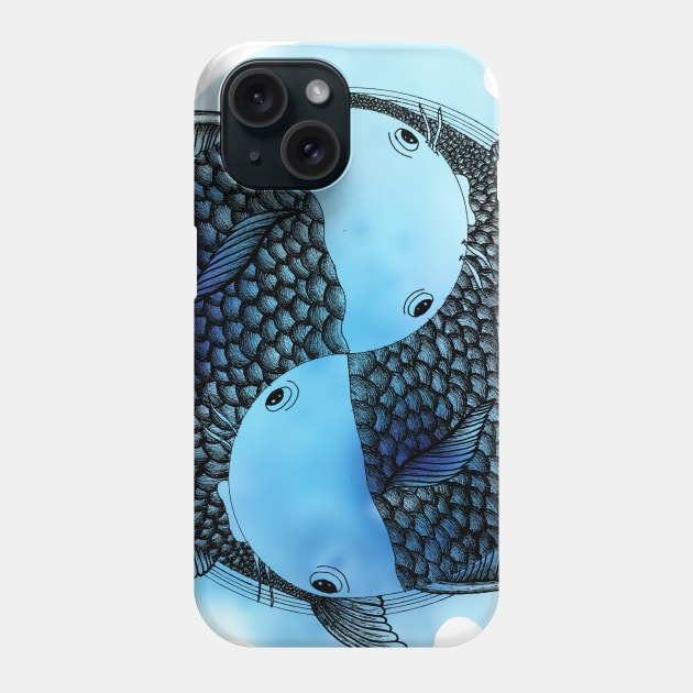 Pisces - Fish Koi - Japanese Tattoo Style (black and white) Phone Case by beatrizxe