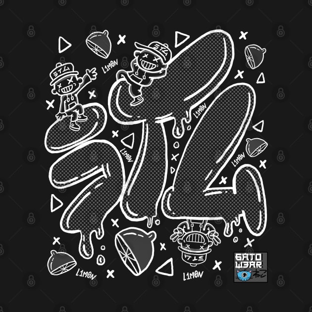 L1M0N Graffiti 6AT0W3AR Anniversary Tee ( White Linework) by 6AT0W3AR