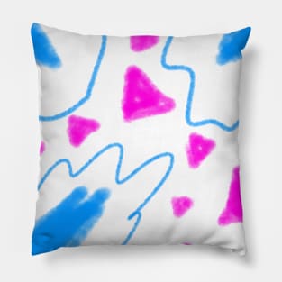 Blue pink watercolor abstract art Pillow