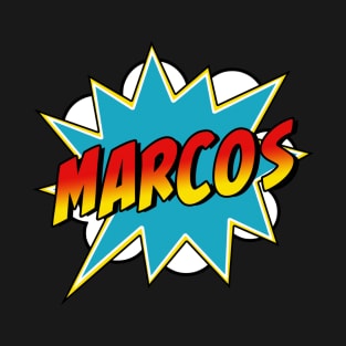 Boys Marcos Name Superhero Comic Book T-Shirt
