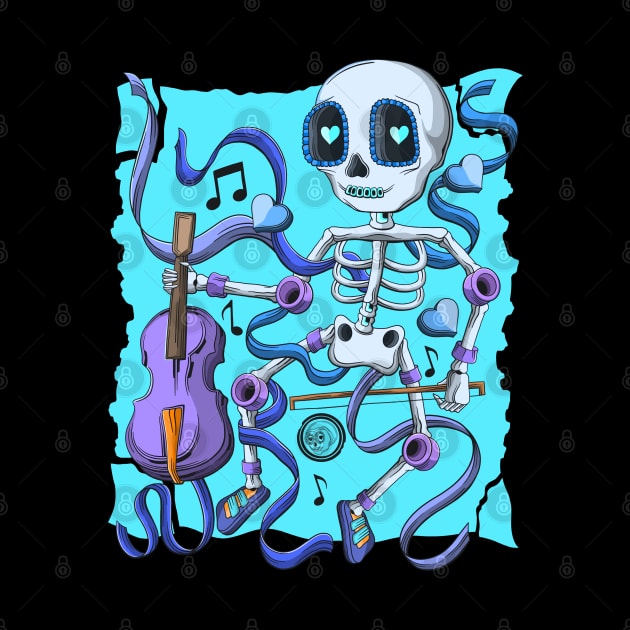 The Skeleton Violin Lover- Día De Los Muertos- Violin music Lover by Scriptnbones