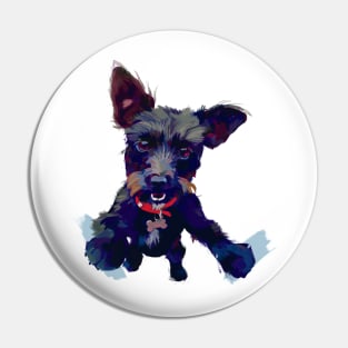 Smiling Terrier (Orange) Pin