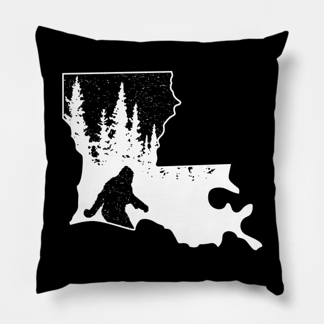 Bigfoot Louisiana State Map Gifts Pillow by Tesszero