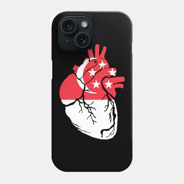 Singapore Flag, Anatomical Heart Design Phone Case by Bun Art Store