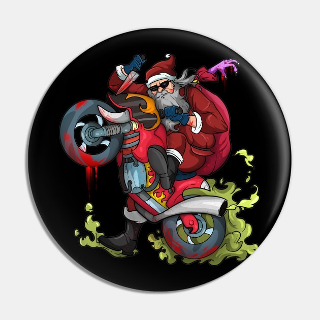 Zombie Biker Santa Motorcycle Christmas Pin by Trendy Black Sheep