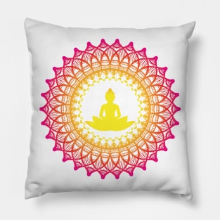 Enlightened Soul Buddha Silhouette Mandala Illustration Print Design GC-092-20 Pillow