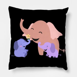 Mom and 2 baby elephants Pillow