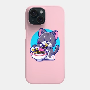 Cute Cat Eating Ramen Noodle With Chopstick Cartoon Phone Case