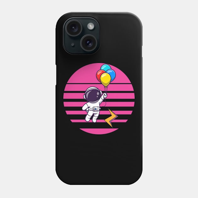 retro sun astronaut Phone Case by 80snerd