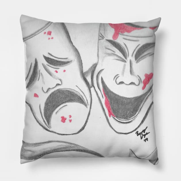 Theater Masks Pillow by BeckyDoyon