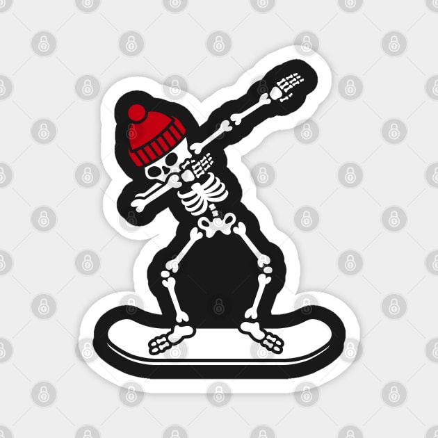 Dab dabbing skeleton snowboard Magnet by LaundryFactory