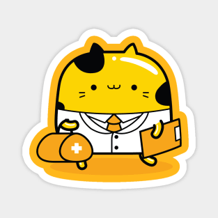 yellow cat doctor profession Magnet