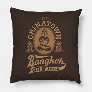 Vintage Bangkok Buddha Logo - Retro Thai Shirt Design Pillow