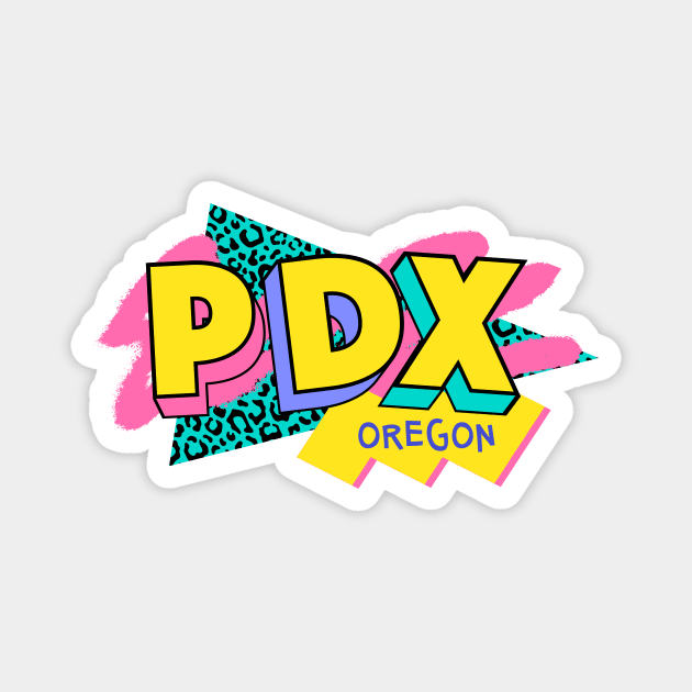 Portland, Oregon Retro 90s Logo Magnet by SLAG_Creative