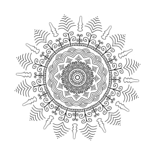 Black Mandala on White Background T-Shirt