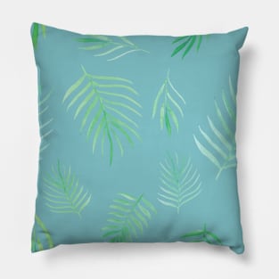 Watercolor Green Palm Leaves Pillow