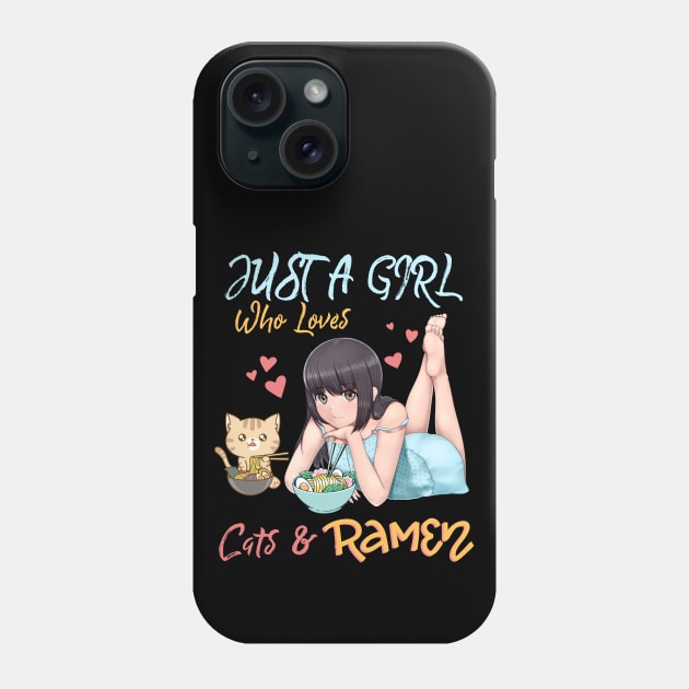 Just a Girl Who Loves Cats and Ramen Phone Case by Sugoi Otaku Gifts