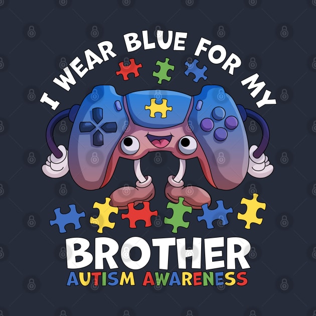 I Wear Blue For My Brother Autism Awareness Gaming Controller by OrangeMonkeyArt