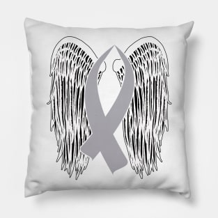 Winged Awareness Ribbon (Gray Ribbon) Pillow