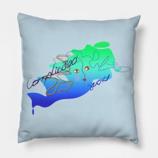 complicated story of curly girl Pillow