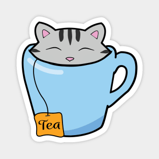 Cute cat in a tea cup Magnet