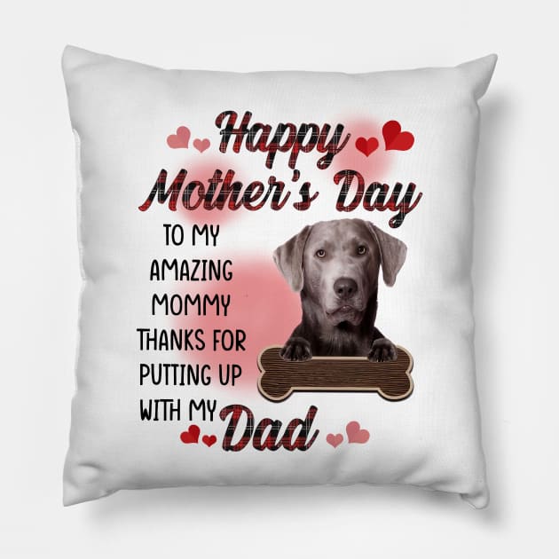 Silver Labrador Happy Mother's Day To My Amazing Mommy Pillow by cyberpunk art