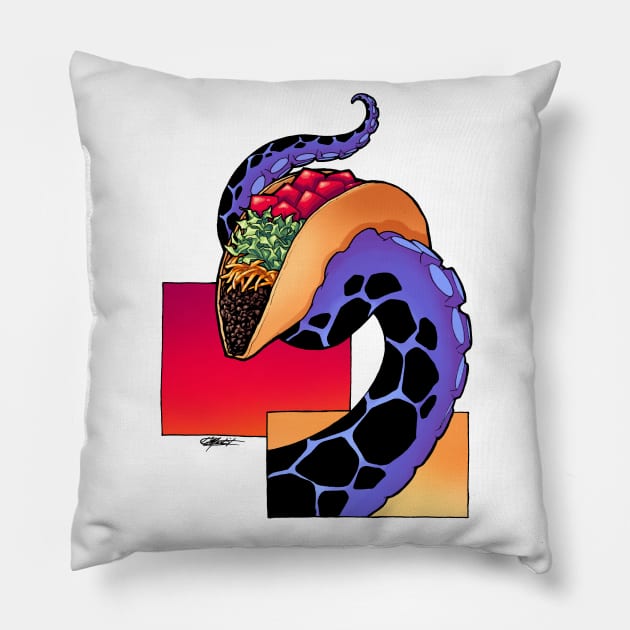 Tentacle Taco (Tako Taco) Pillow by Indi Martin