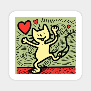 Funny Keith Haring, cat lover Magnet