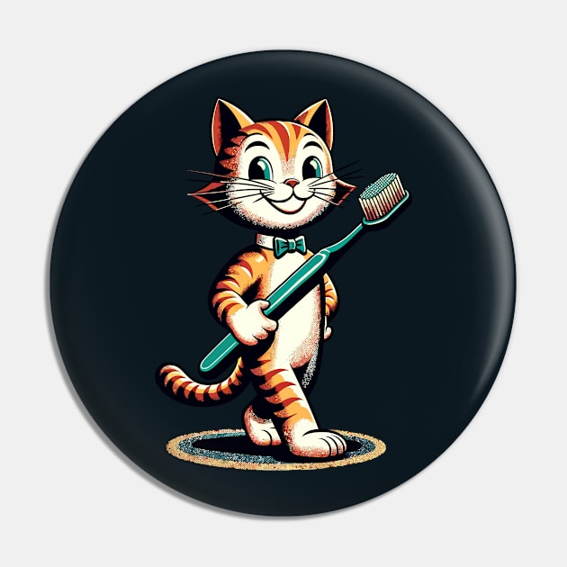 Cat carrying toothbrush Pin by Art_Boys