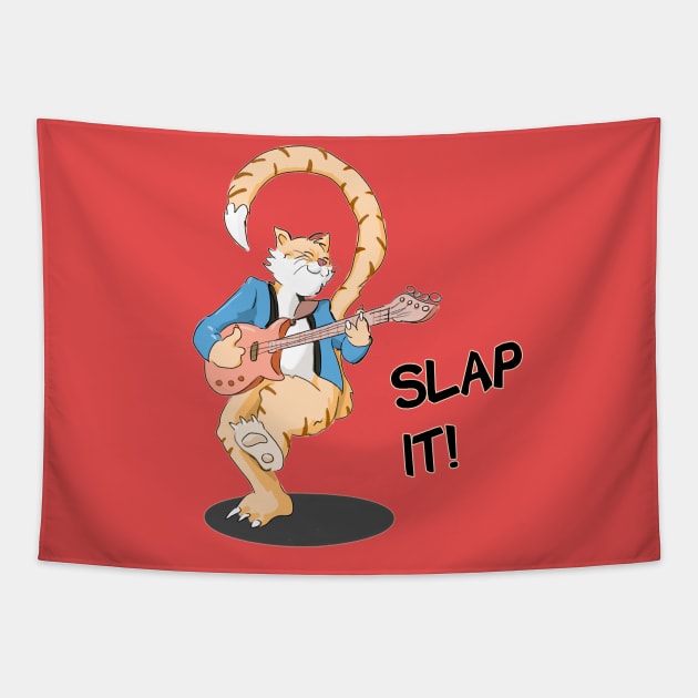 Slap bass musician cat Tapestry by slapbasscat