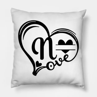 letter n monogram in the shape of love Pillow