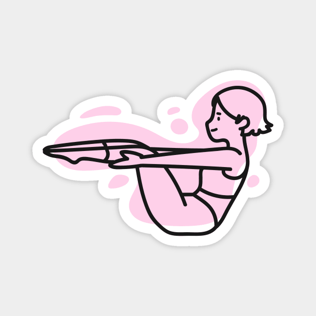 Yoga Boat Pose Sticker Cute Minimal Magnet by Nature Lover Apparel