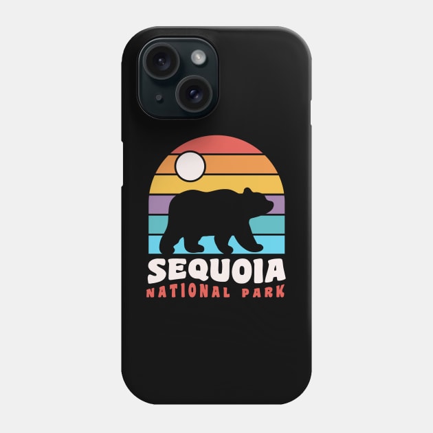 Sequoia National Park Bear Badge Retro Sunset Phone Case by PodDesignShop