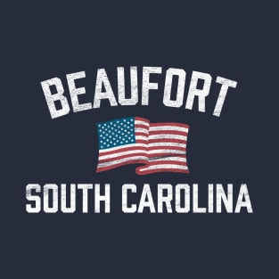 Beaufort South Carolina Patriotic USA Flag Vintage T-Shirt