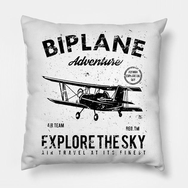 Biplane Adventure Pillow by JakeRhodes