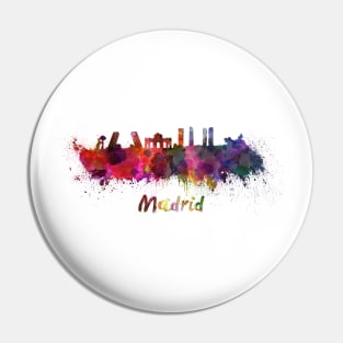 Madrid skyline in watercolor Pin