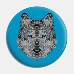 Blue Eyed Wolf Pin