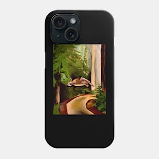 Turtle flying through redwood rainforest Phone Case