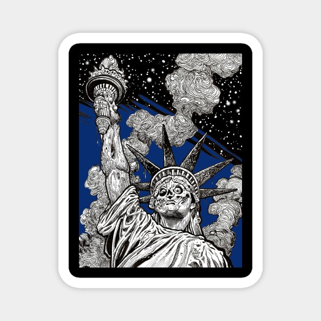 Zombie Statue of Liberty (blue) Magnet by rsacchetto