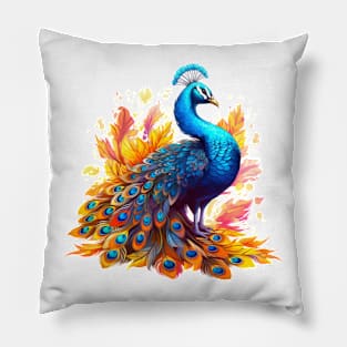 Colorful Peacock #1 Pillow