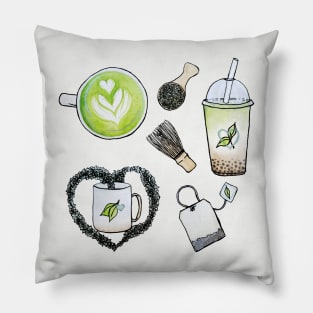 Watercolor Have a Cup of Positivitea Set Pillow