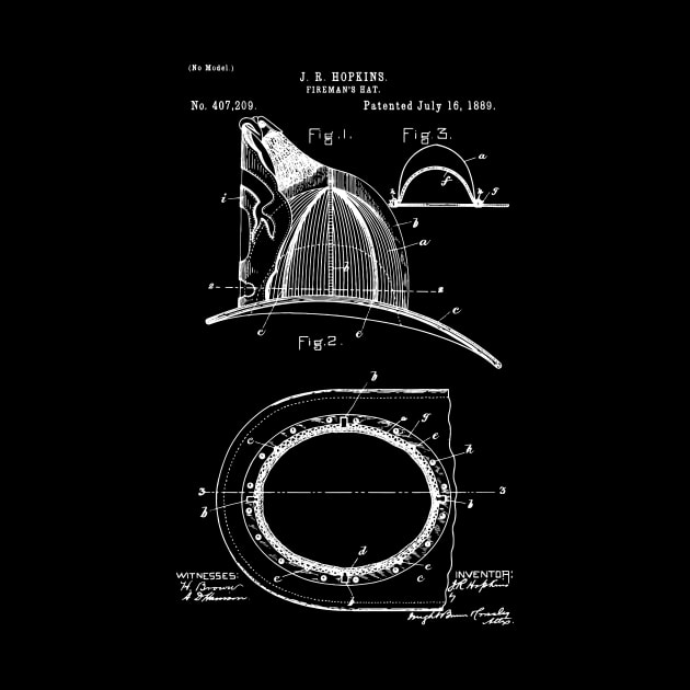 Fire Helmet Patent 1889 Fireman Decor Helmet Firefighter Hat by Anodyle